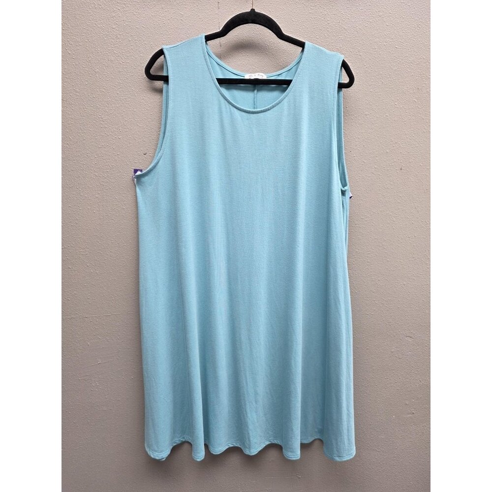 Moe & Arrow Dress Womens 3X Blue Sleeveless Tank Pockets Soft Stretchy Casual